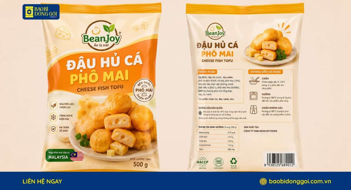 Mẫu bao bì đông lạnh đựng đậu hũ phô mai