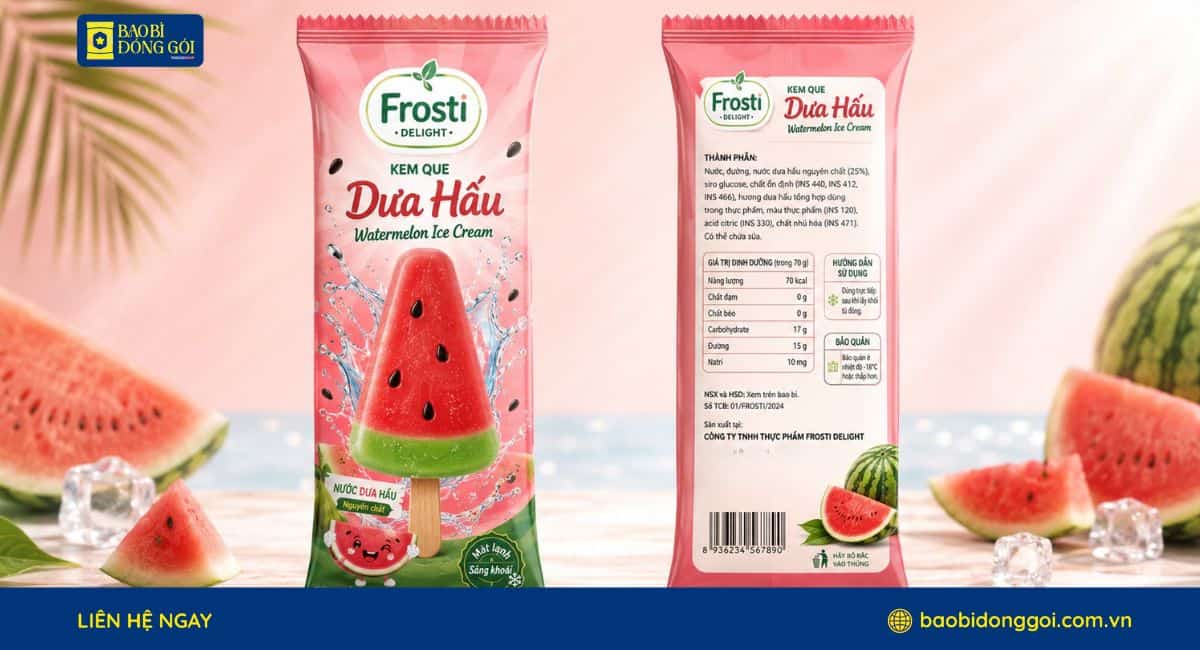 Mẫu bao bì túi 3 biên đựng kem que