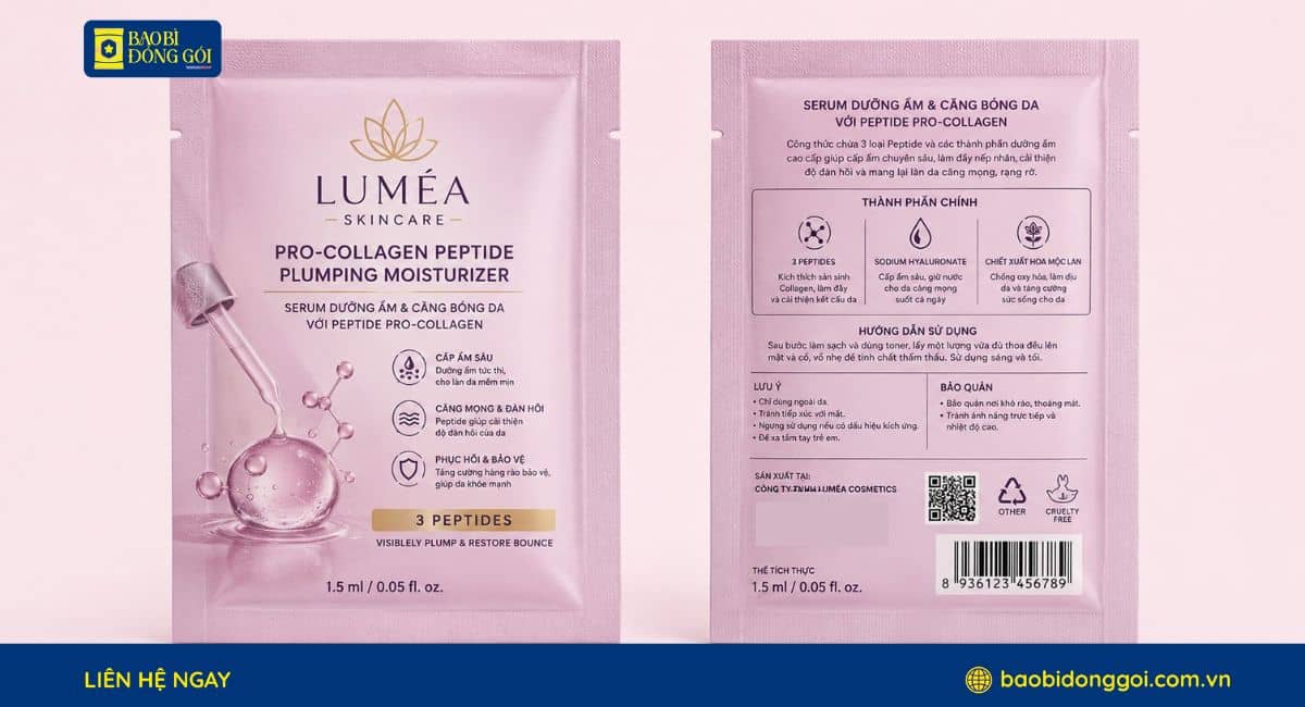 Mẫu bao bì đựng mỹ phẩm dạng serum dạng dùng thử