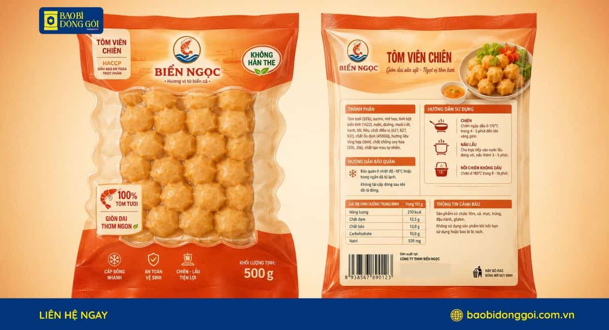 Mẫu bao bì tôm viên chiên