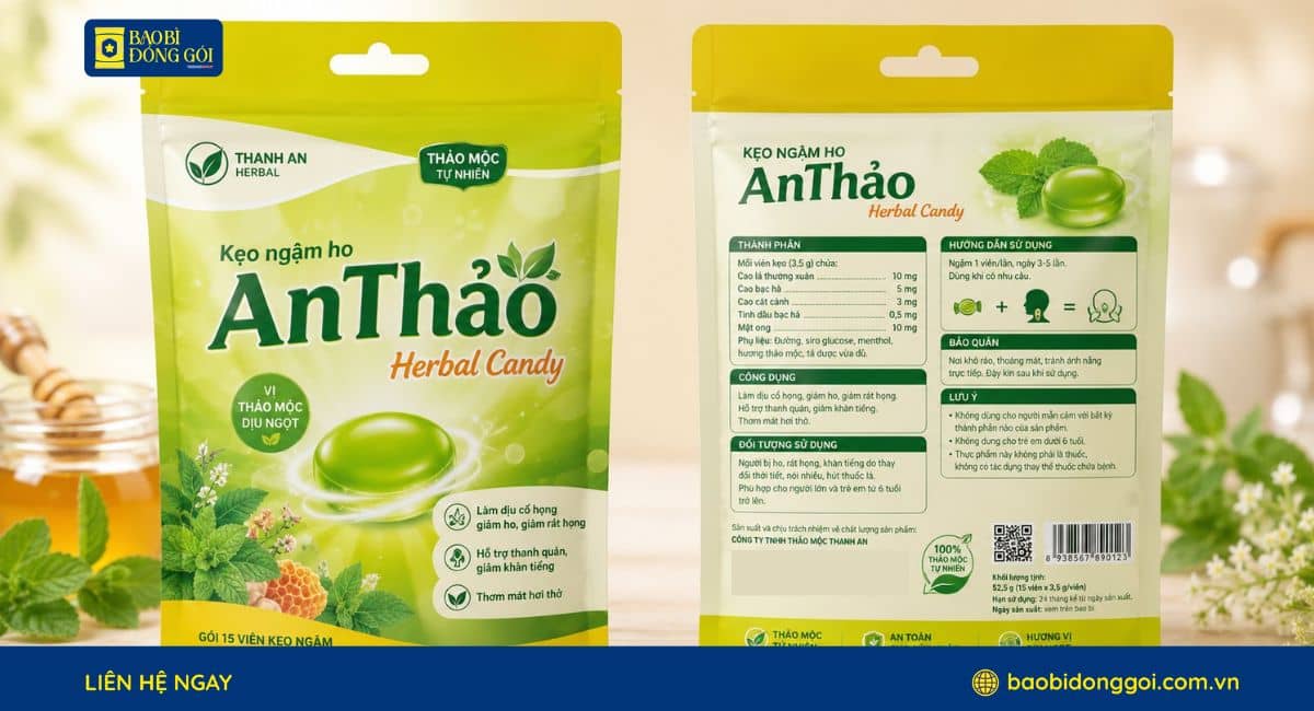 Mẫu bao bì dược phẩm kẹo ngậm