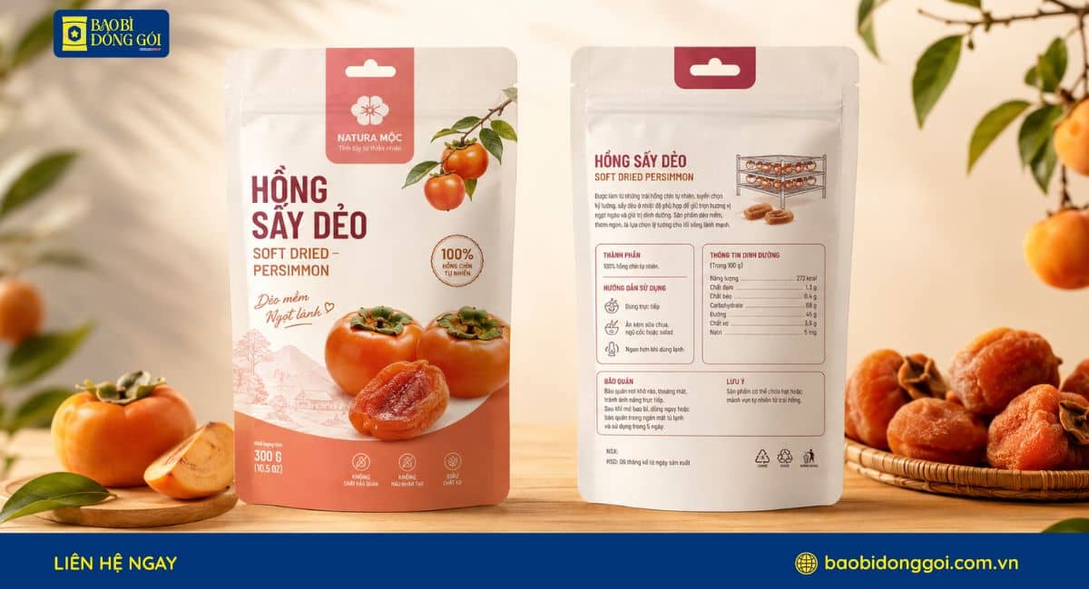 Mẫu bao bì hồng sấy dẻo xuất khẩu