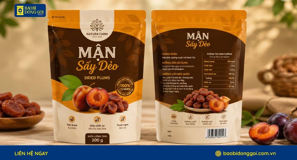 Mẫu bao bì zipper đựng mận sấy 200g