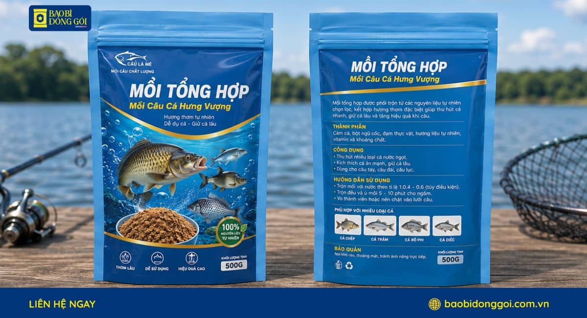 Mẫu bao bì mồi câu cá 500g