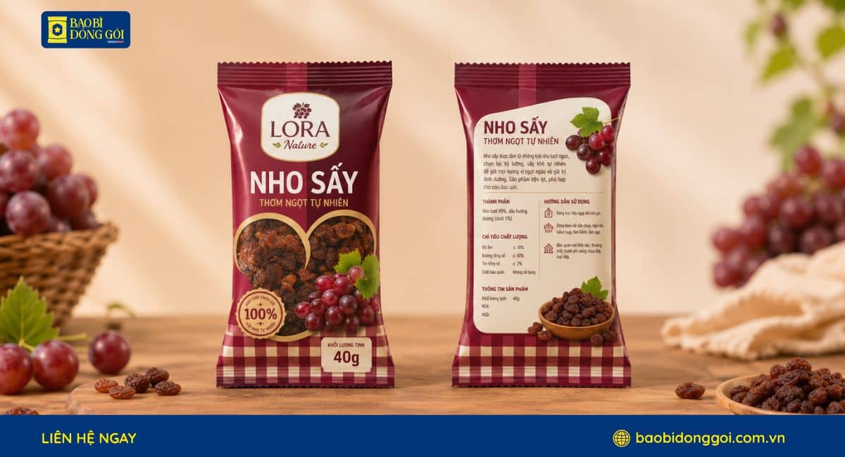 Mẫu bao bì nho sấy 40g