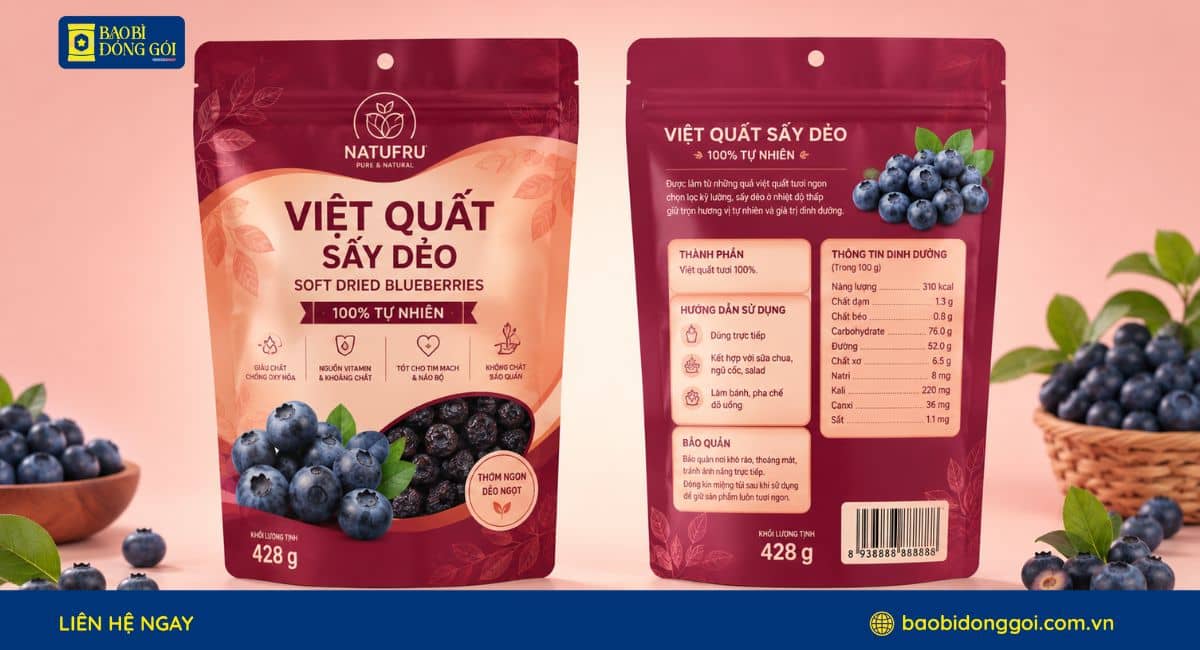 Mẫu bao bì việt quất sấy dẻo