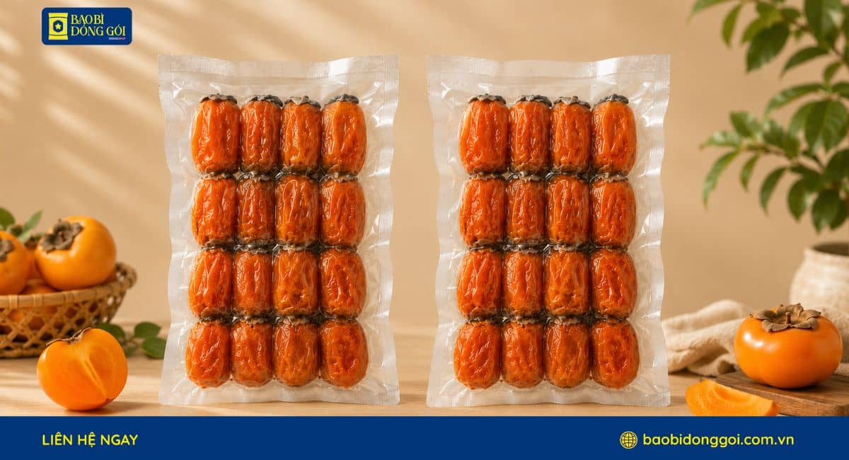 Mẫu túi PA/PE hút chân không đựng hồng sấy dẻo