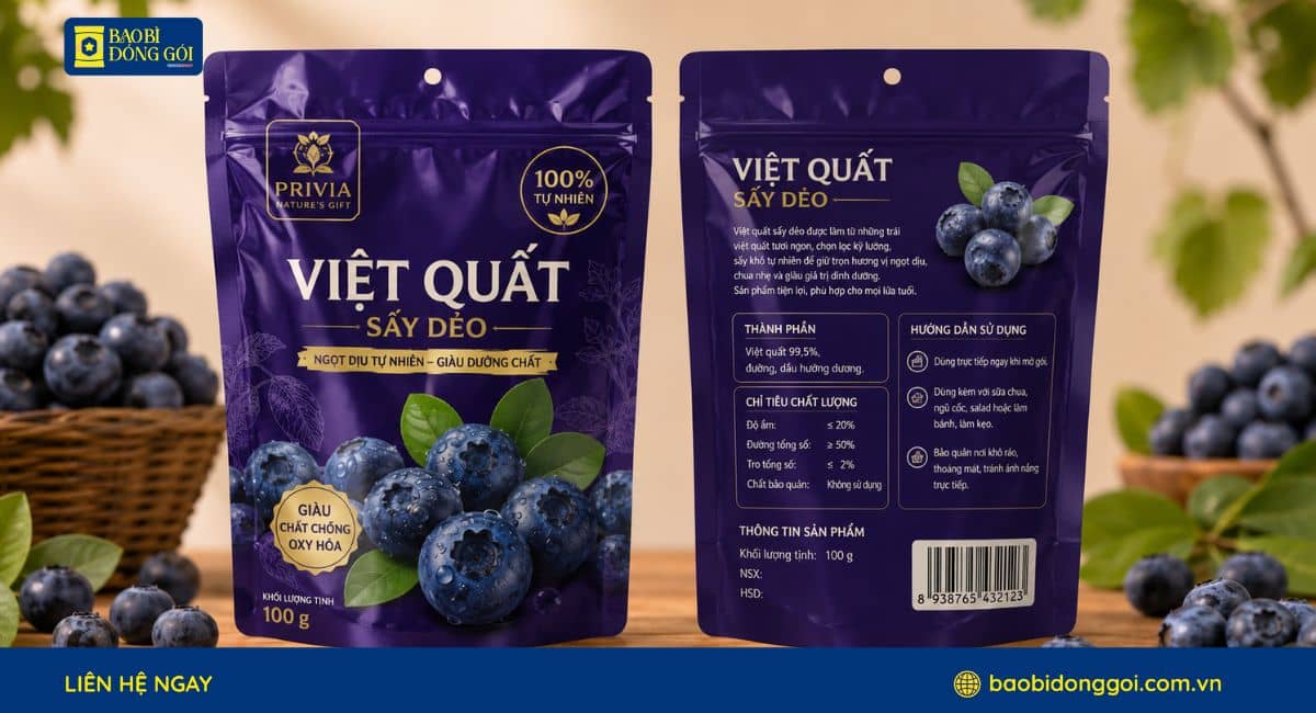 Thiết kế bao bì việt quất thu hút người dùng