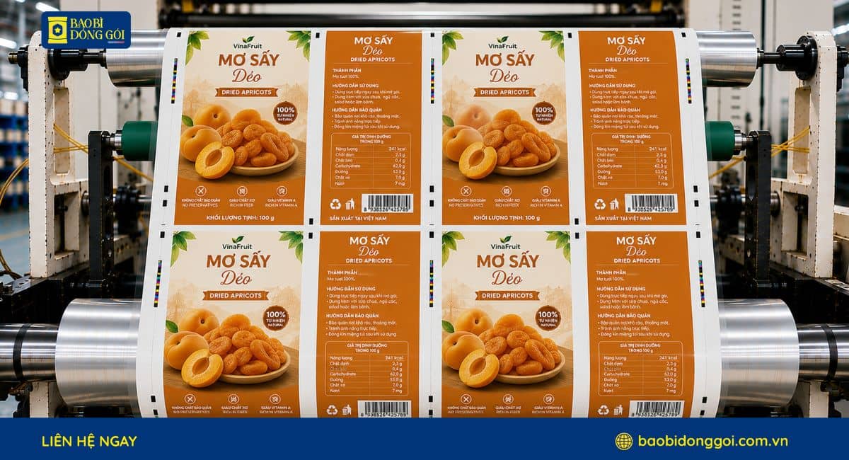 Xưởng sản xuất và in bao bì mơ sấy theo yêu cầu bằng công nghệ in trục đồng
