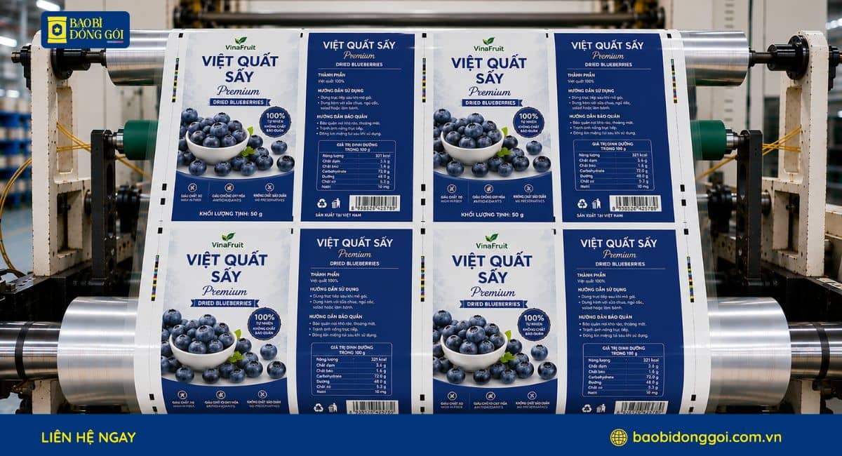 Xưởng sản xuất in bao bì việt quất sấy