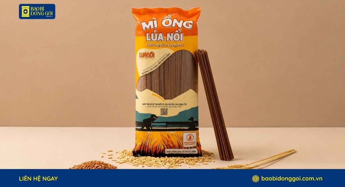 Dự Án Bao Bì Mì Ống Lúa Nổi Amana Với Túi Hàn Lưng Giữa
