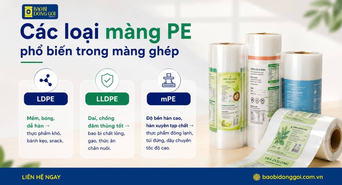Các loại màng PE sử dụng trong bao bì phức hợp nhiều lớp
