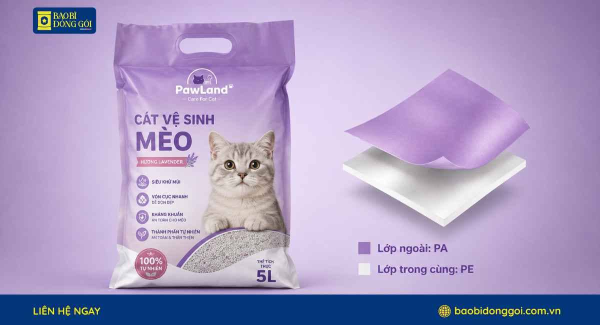 Cấu trúc màng ghép bao bì cát mèo