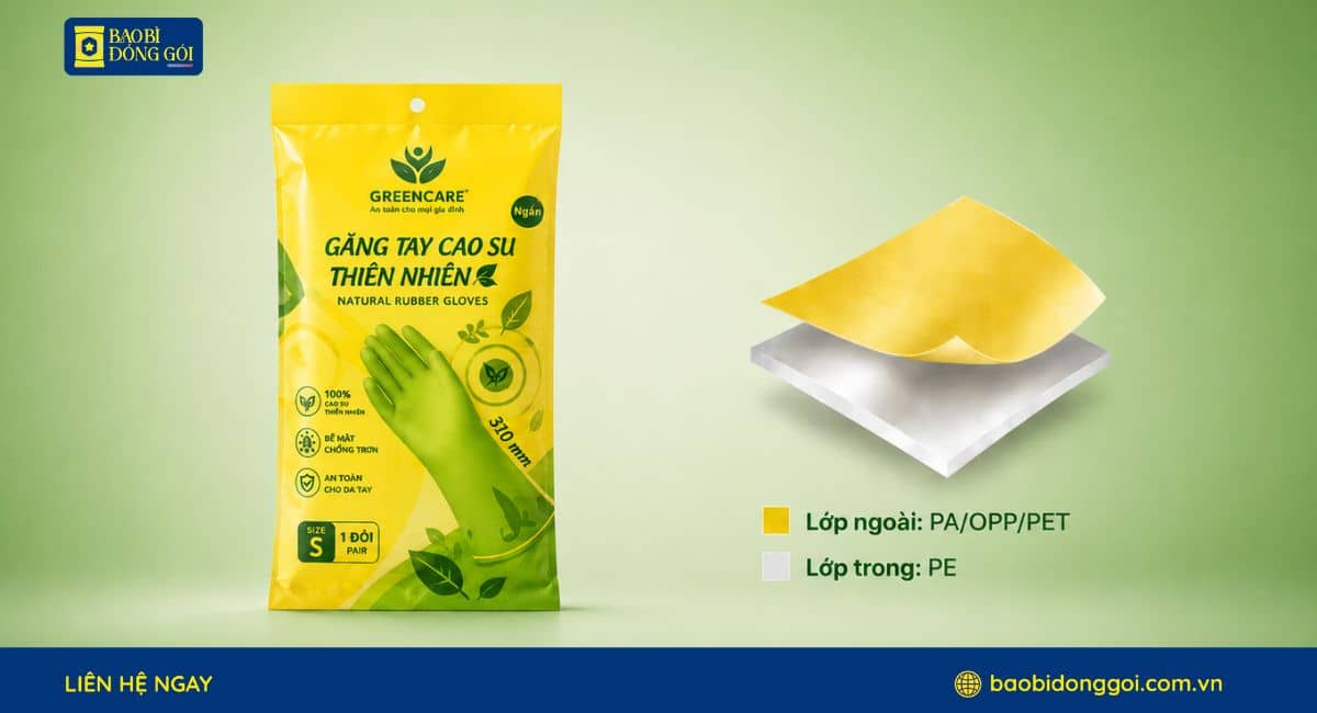 Cấu trúc màng ghép cho bao bì đựng găng tay y tế