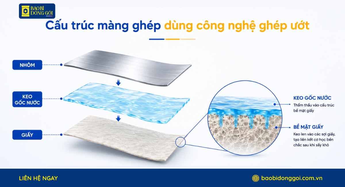 Cấu trúc màng ghép khi dùng công nghệ ghép ướt