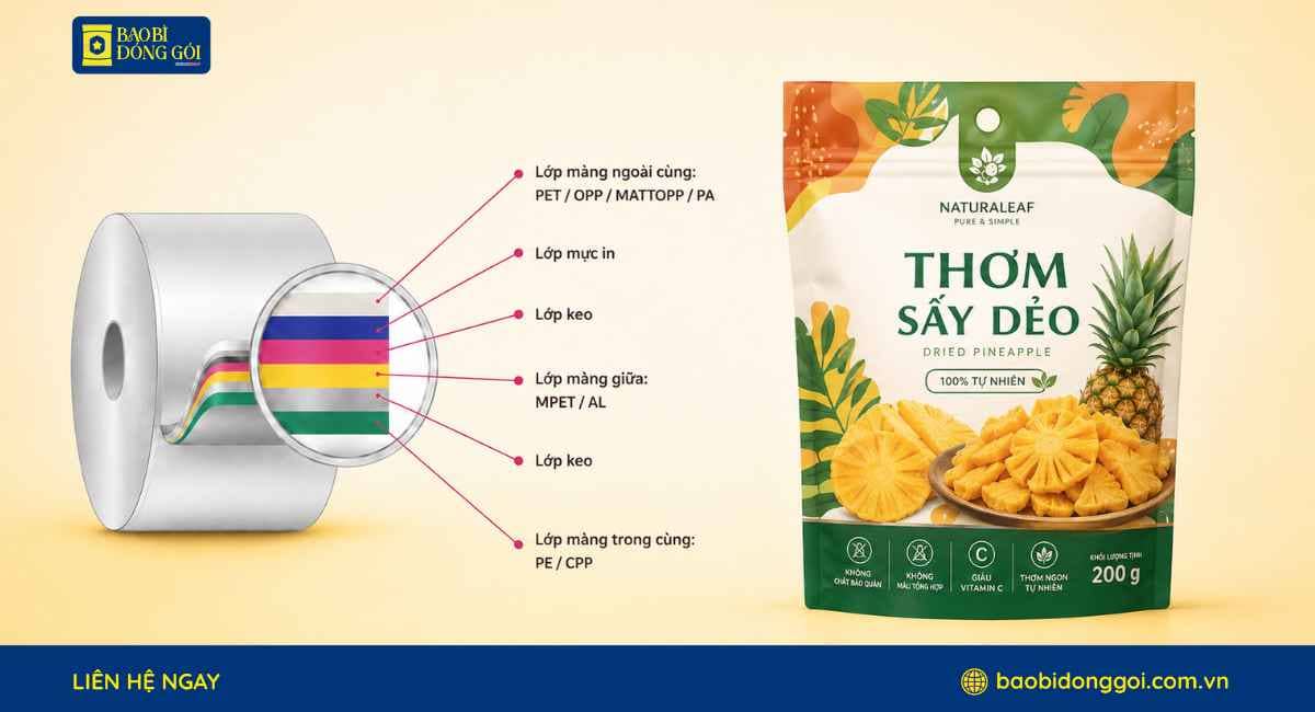 Công nghệ ghép màng bao bì thơm sấy dẻo