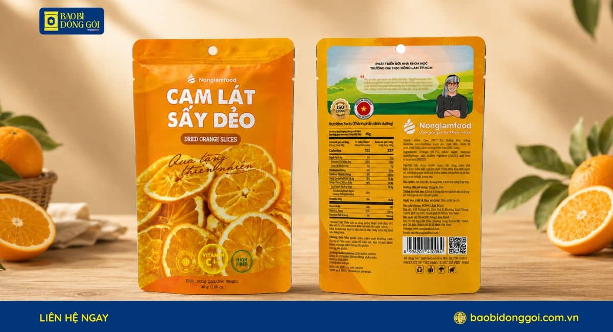 Hình ảnh thực tế bao bì cam lát sấy dẻo