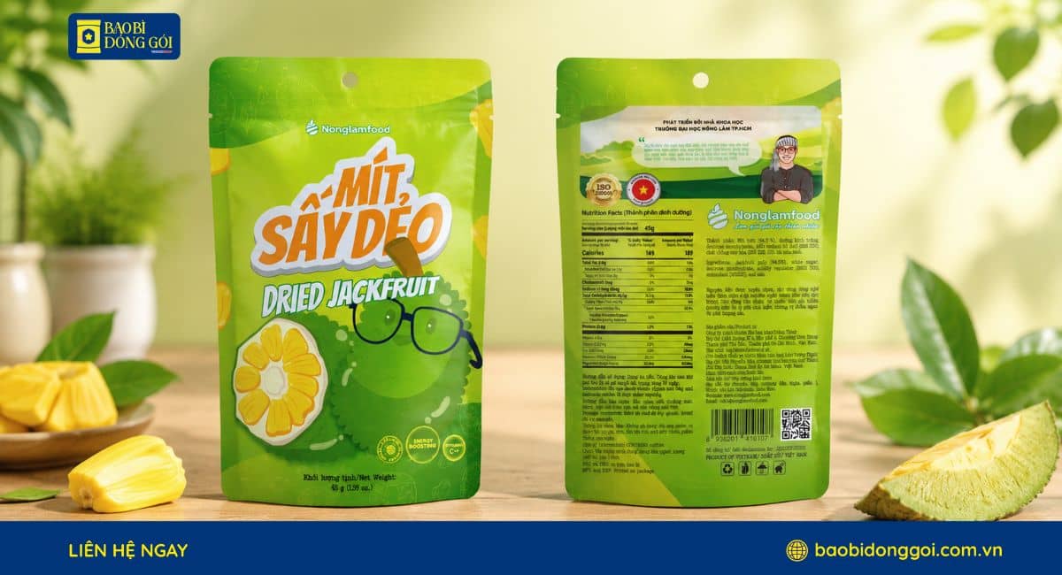 Hình ảnh thực tế bao bì mít sấy dẻo Nông Lâm Food