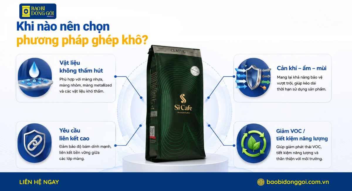 Khi nào nên chọn phương pháp ghép khô trong sản xuất bao bì