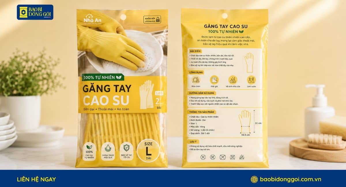 Mẫu bao bì găng tay in trục đồng lên đến 10 màu