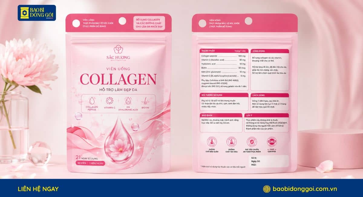 Mẫu bao bì thực phẩm chức năng đựng collagen