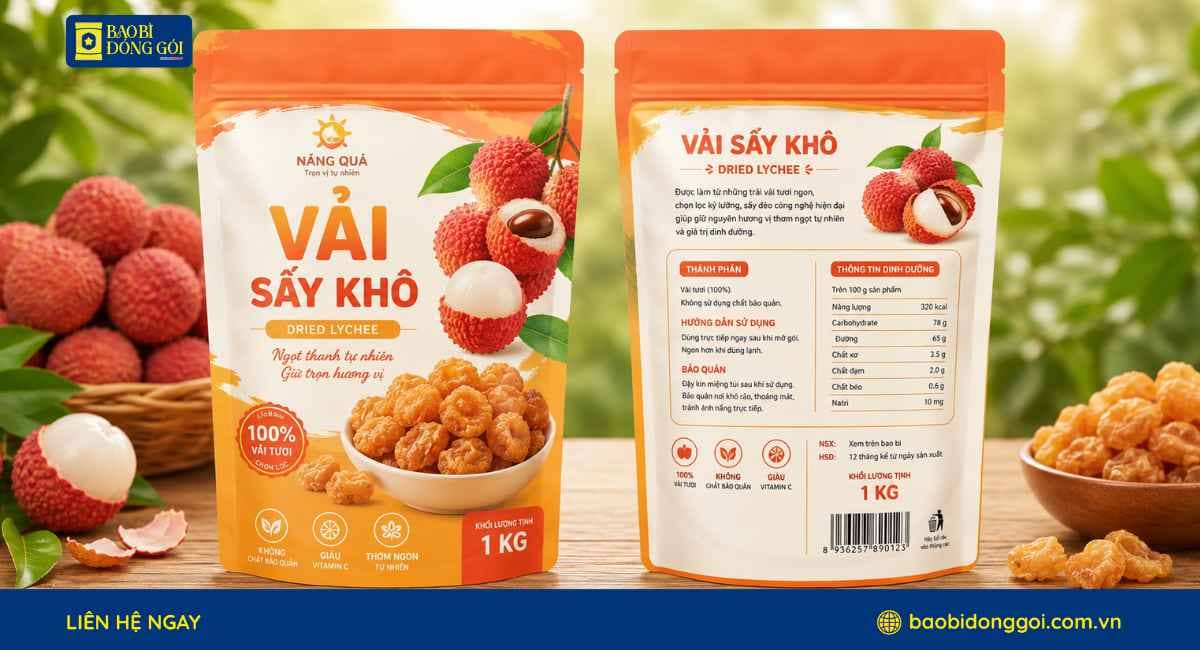 Mẫu bao bì vải sấy khô túi đựng 1kg