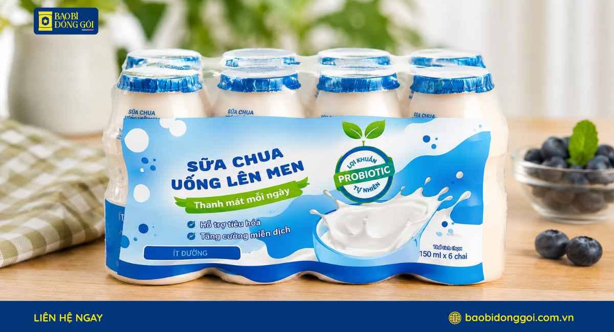 Mẫu màng co nhiệt bọc lốc sữa chua uống lên men