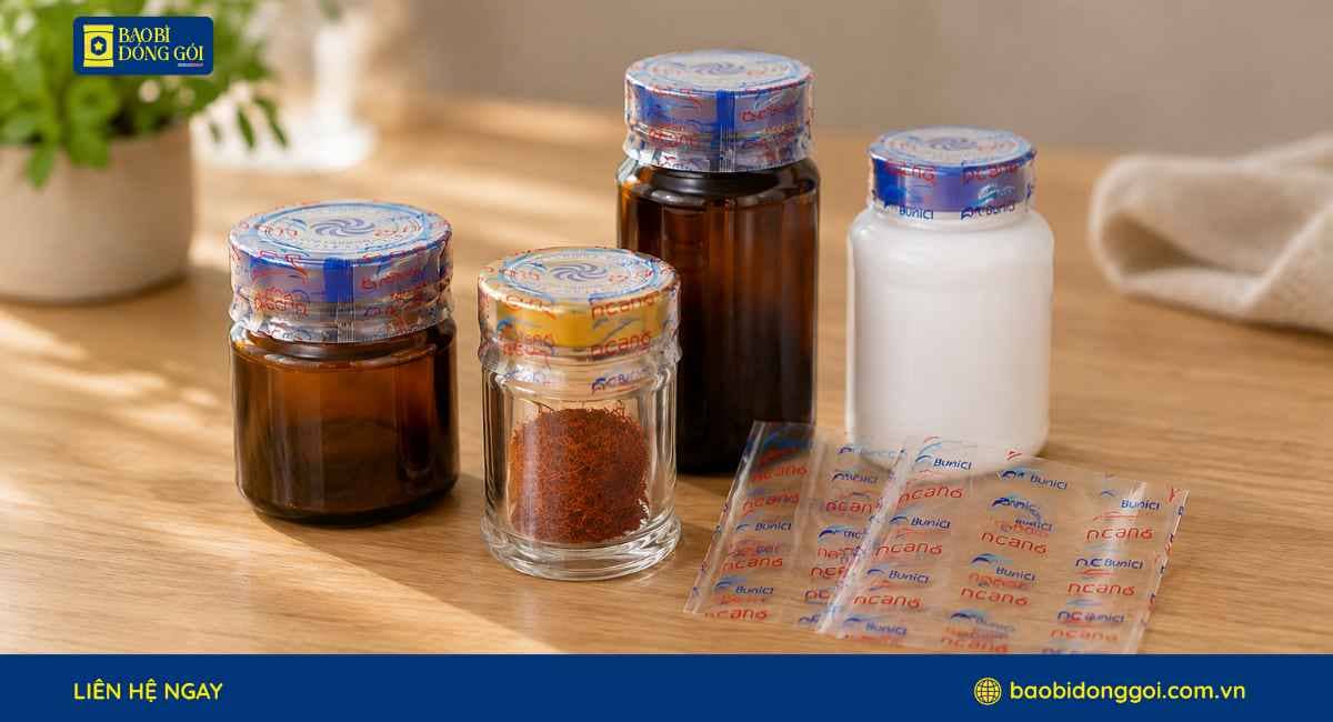 Mẫu màng co nhiệt bọc nắp chai lọ