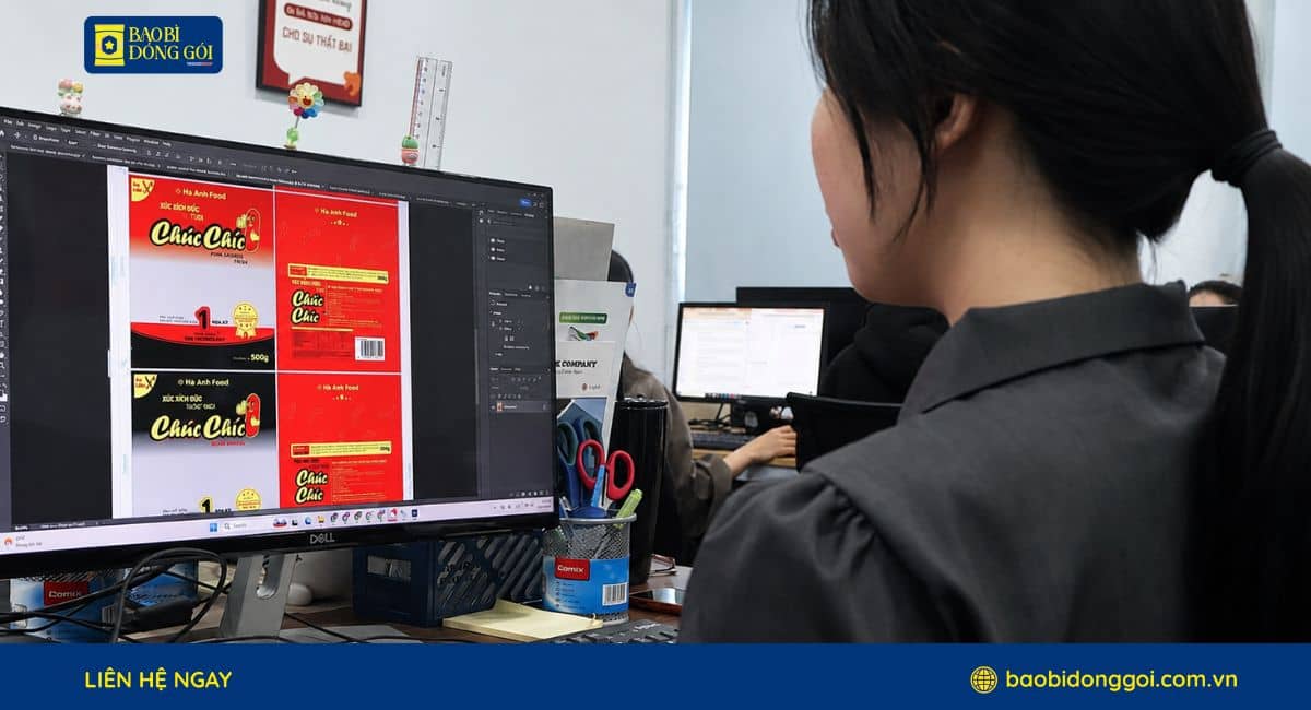 Mẫu thiết kế bao bì xúc xích HÀ ANH FOOD trên file
