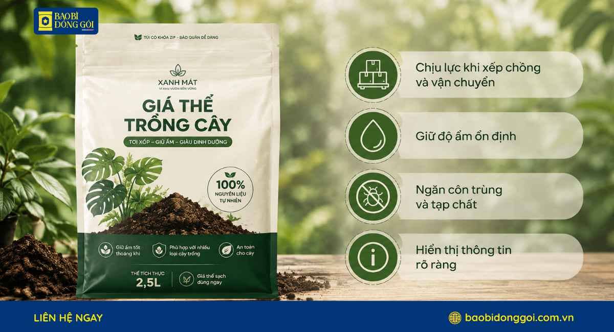 Vai trò của bao bì đựng giá thể