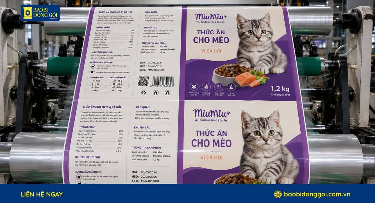 Xưởng sản xuất và in bao bì thức ăn thú cưng theo yêu cầu doanh nghiệp