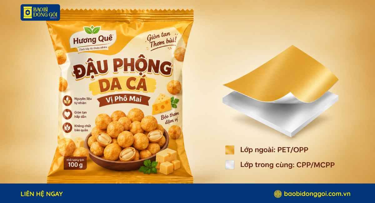 Cấu trúc màng ghép bao bì đậu phộng