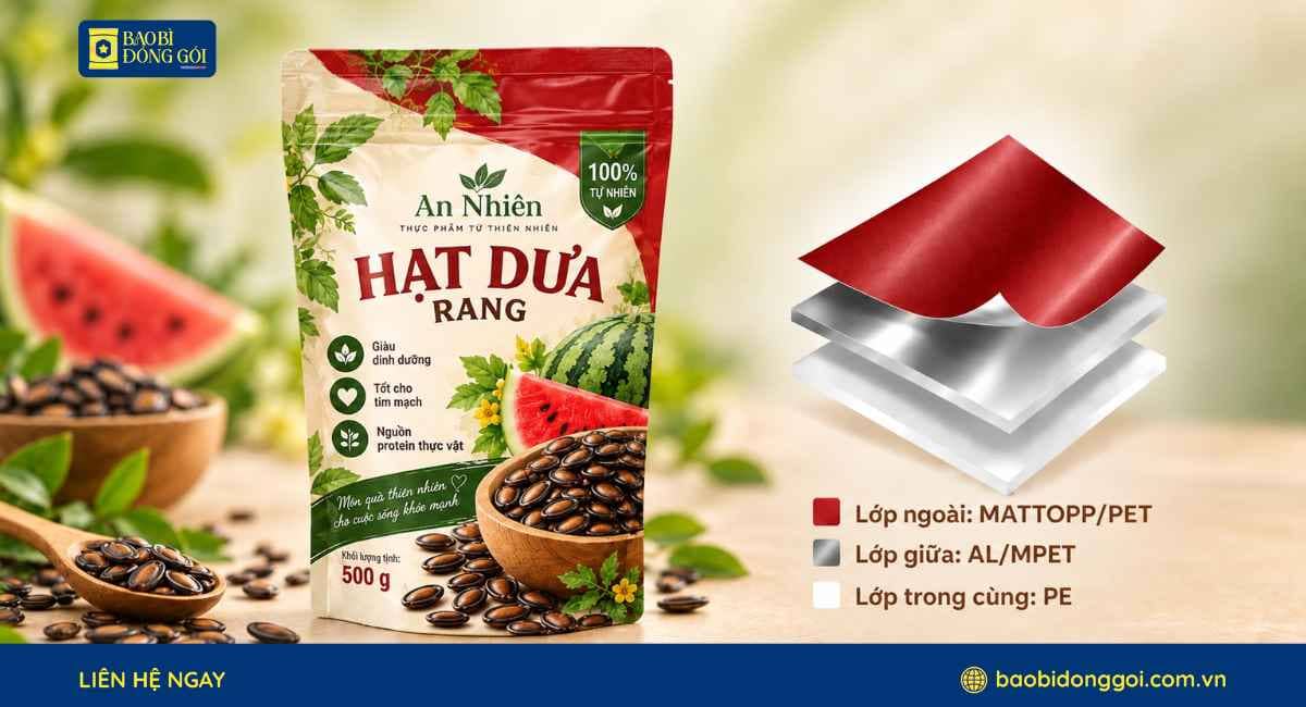 Cấu trúc màng ghép bao bì hạt dưa