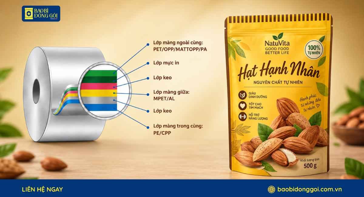 Công nghệ ghép màng bao bì hạnh nhân