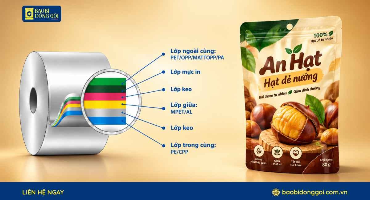 Công nghệ ghép màng bao bì hạt dẻ