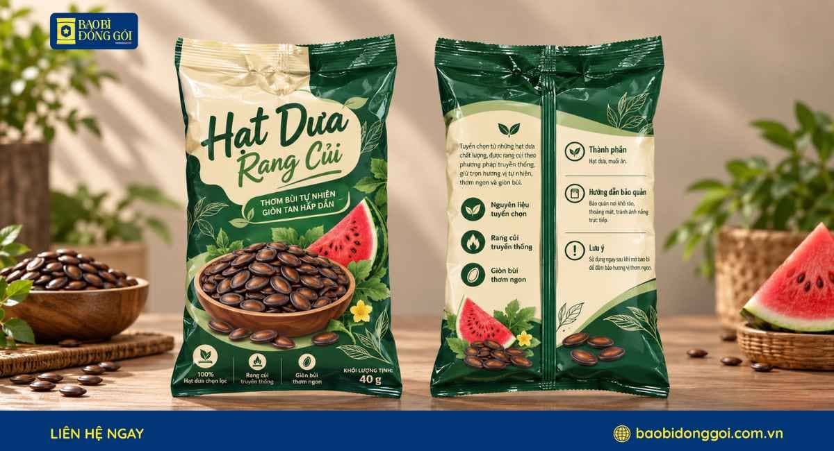 Mẫu bao bì hạt dưa nhỏ gói dùng thử