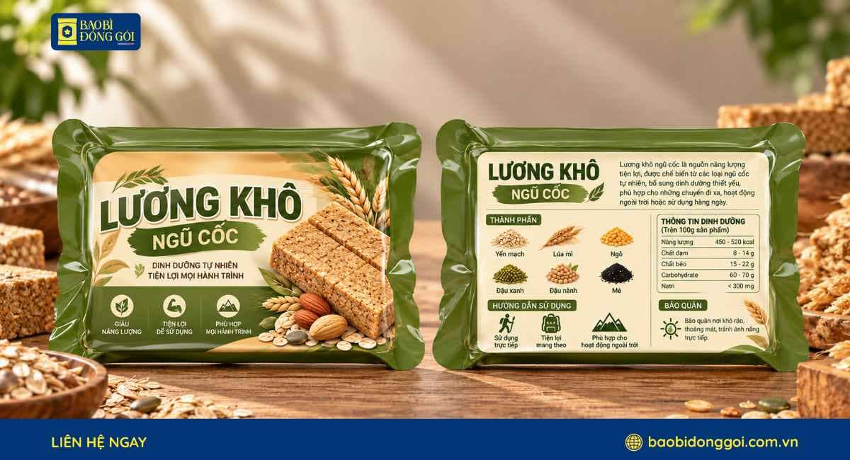 Mẫu bao bì lương khô ngũ cốc dạng thanh