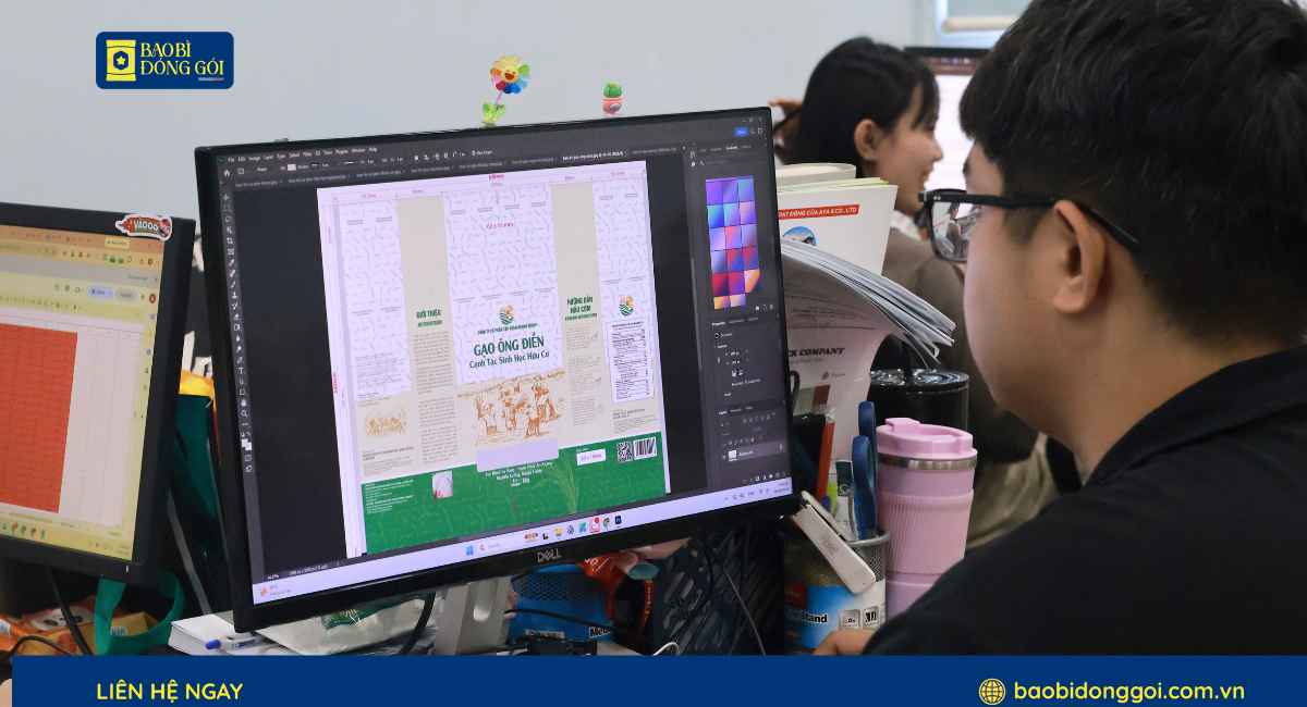Thiết kế bao bì gạo Ông Điền in 8 màu