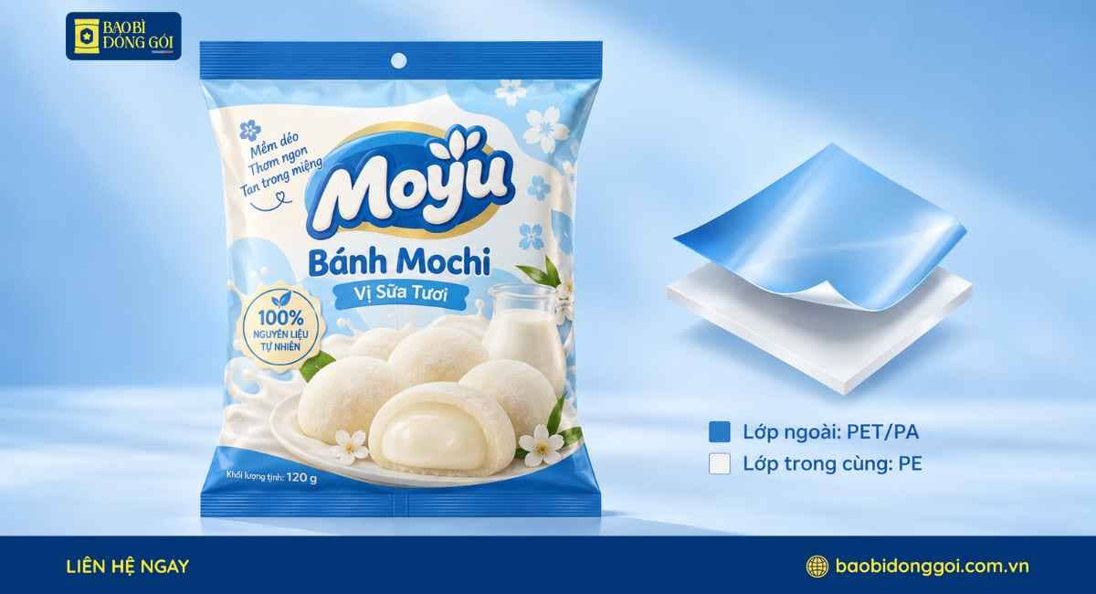 Cấu trúc màng ghép 2 3 lớp bao bì bánh mochi
