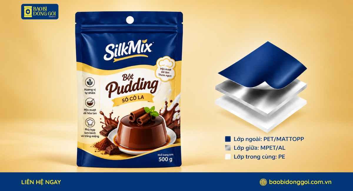 Cấu trúc màng ghép bao bì bột pudding