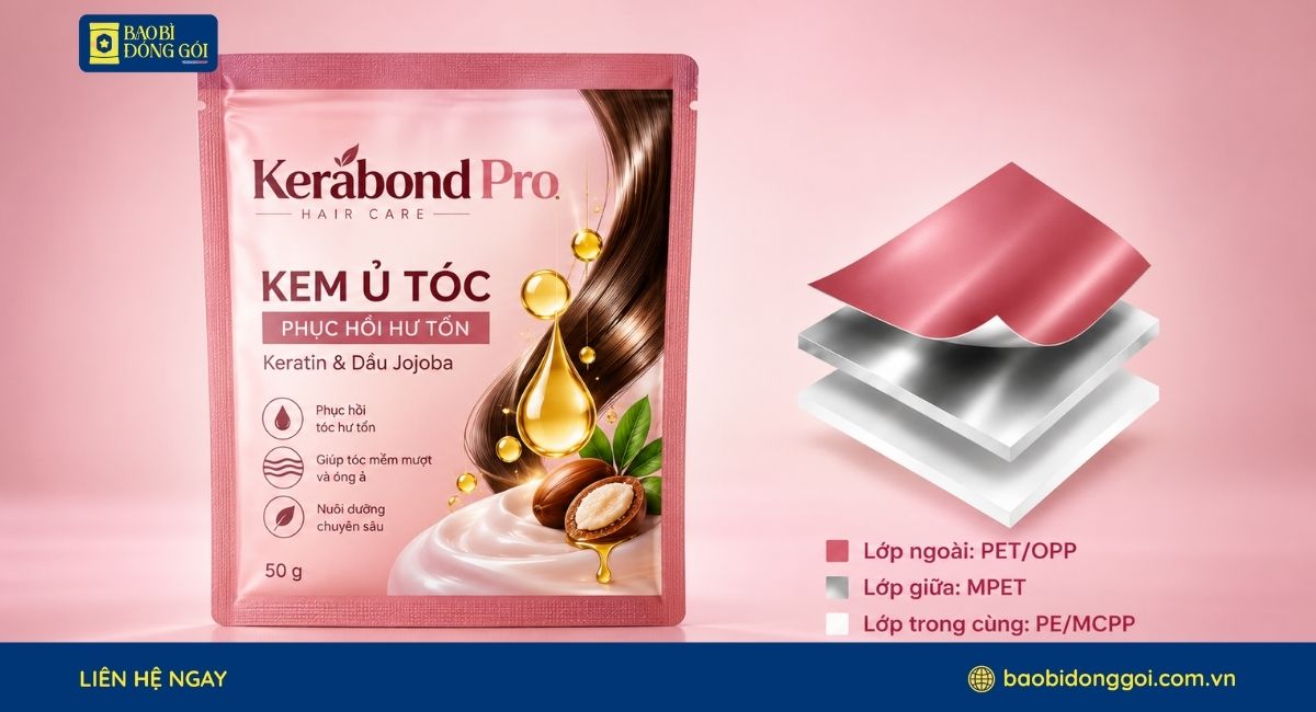 Cấu trúc màng ghép bao bì kem ủ tóc