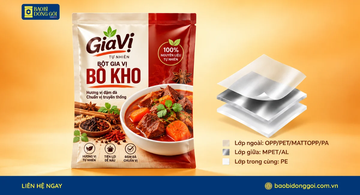 Cấu trúc màng ghép túi 3 biên