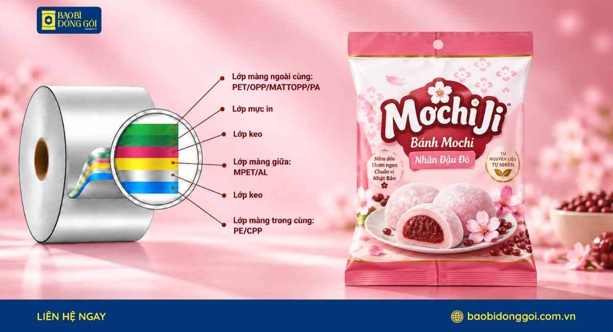 Công nghệ ghép màng bao bì bánh mochi