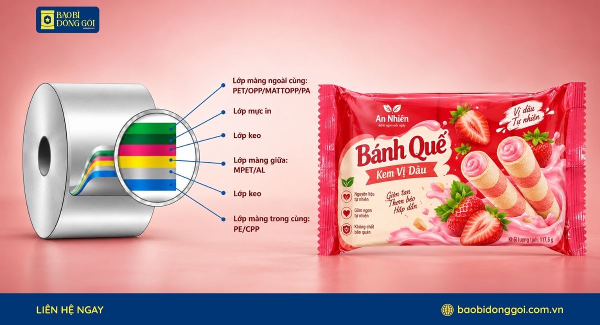 Công nghệ ghép màng dung môi bao bì bánh quế