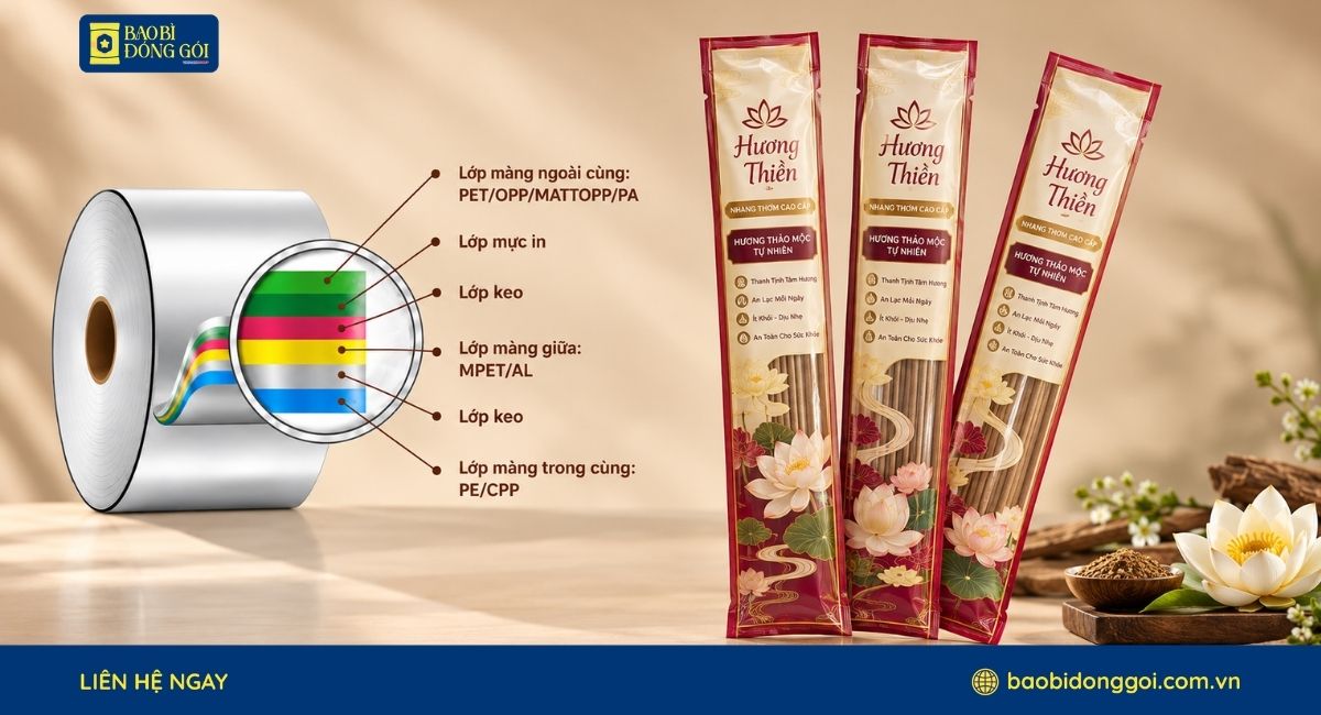 Công nghệ ghép màng dung môi bao bì đựng nhang
