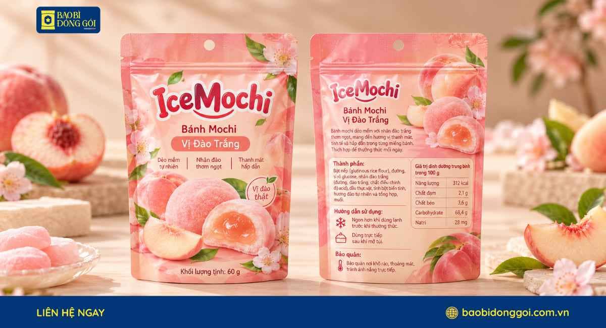 Mẫu bao bì bánh mocchi in theo yêu cầu