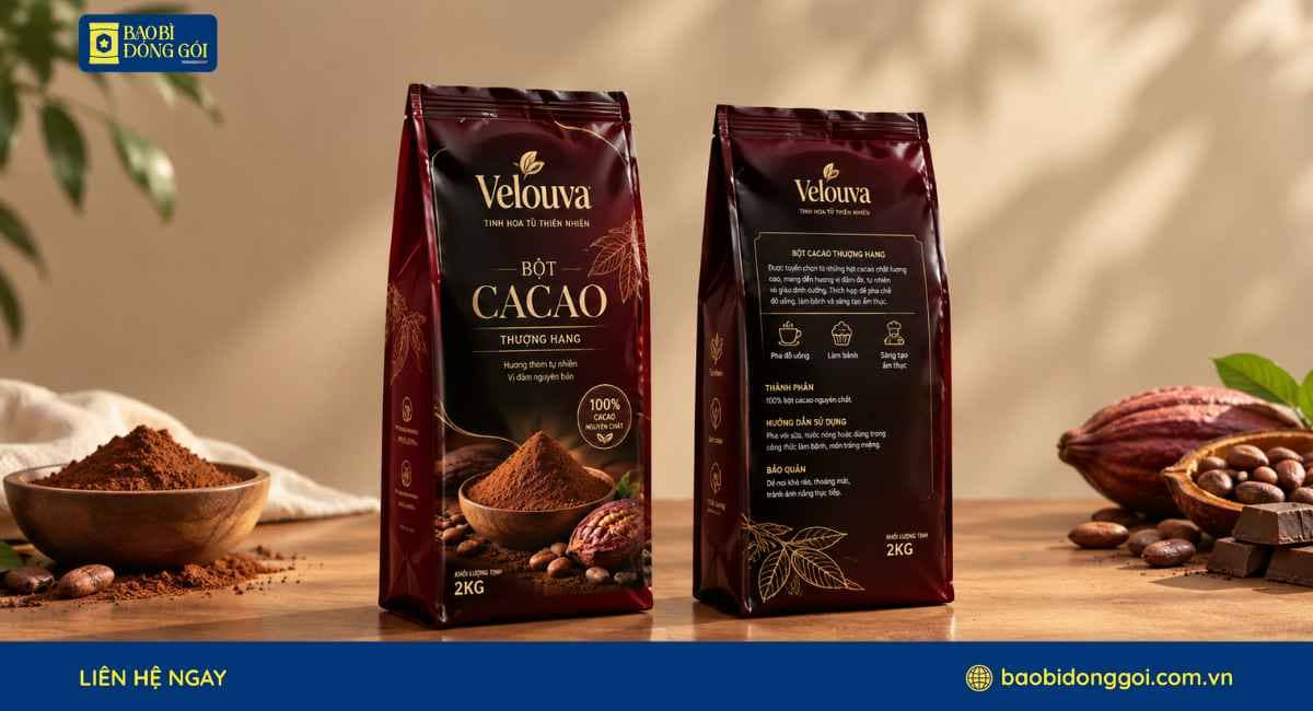 Mẫu bao bì bột cacao thiết kế theo yêu cầu