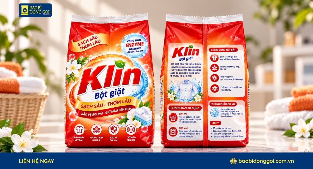 Mẫu bao bì bột giặt đẹp, nổi bật trên kệ