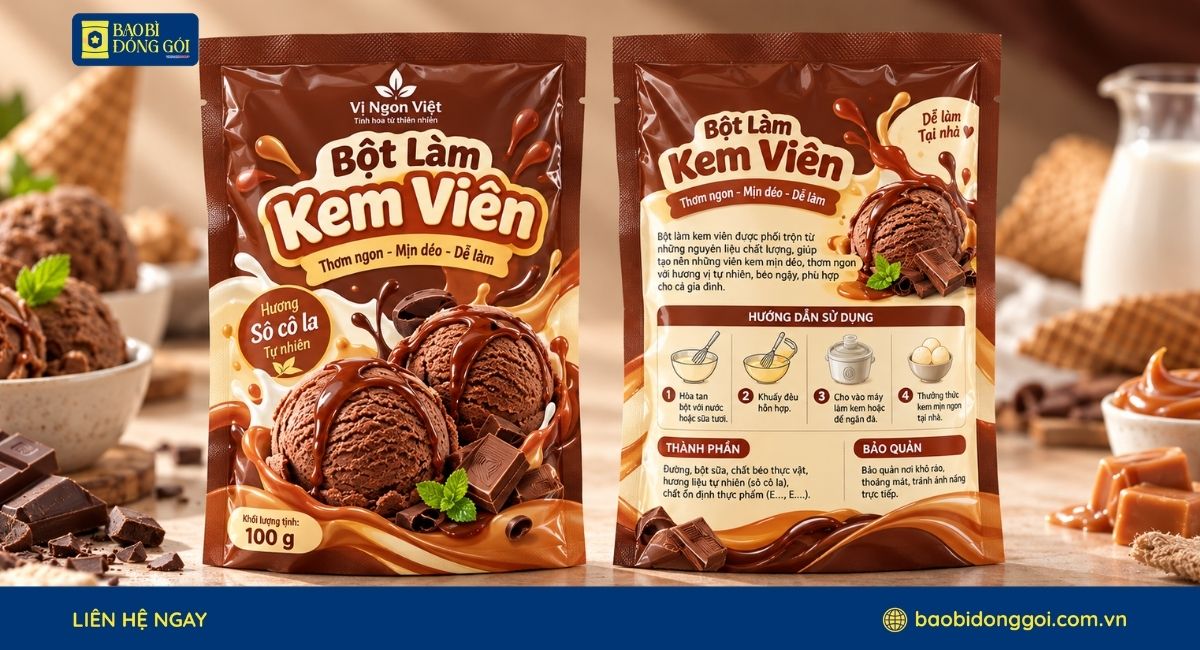 Mẫu bao bì bột làm kem 100g
