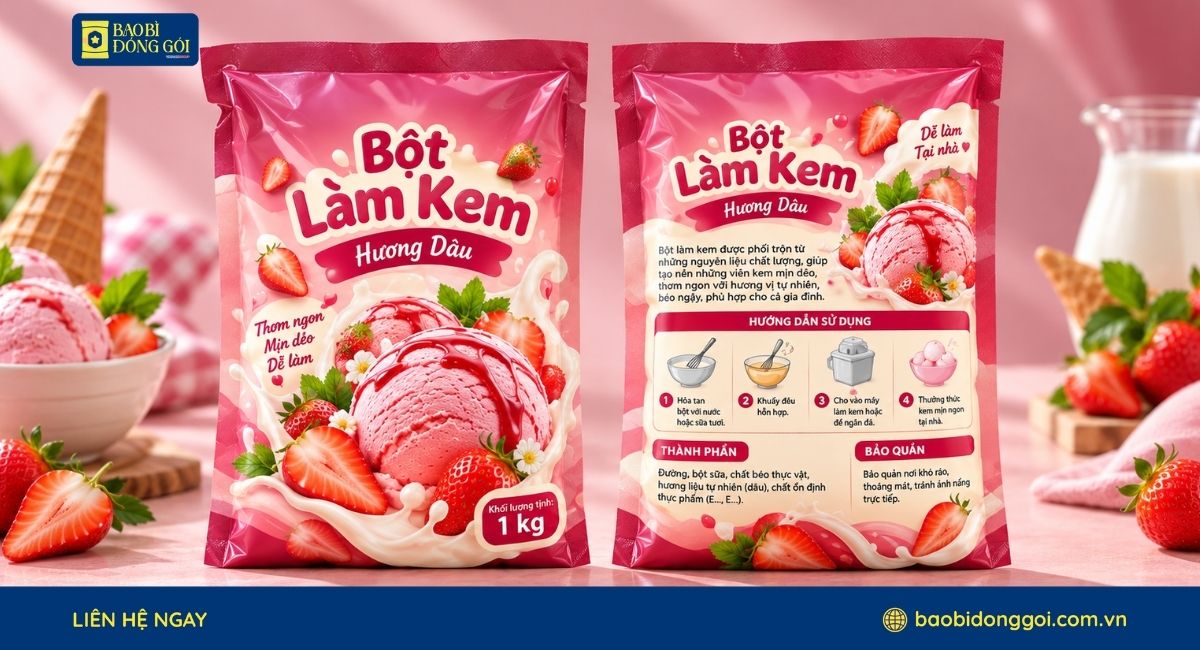 Mẫu bao bì bột làm kem 1kg